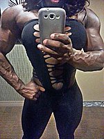 super hot ebony female bodybuilder mistress treasure in ripped contest shape
